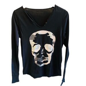 Zadig & Voltaire Camo Metallic Skull Henley
